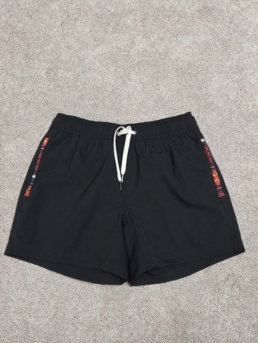 Wowie Nomad Black Swim Trunks with Multicolor Side Trim Size Small